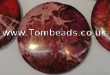 CDI660 15.5 inches 35mm flat round dyed imperial jasper beads