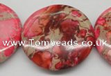 CDI661 15.5 inches 40mm flat round dyed imperial jasper beads