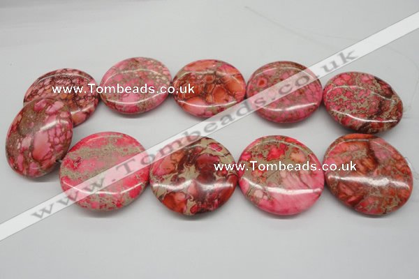 CDI661 15.5 inches 40mm flat round dyed imperial jasper beads