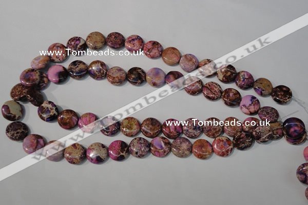 CDI706 15.5 inches 14mm flat round dyed imperial jasper beads