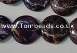 CDI707 15.5 inches 20mm flat round dyed imperial jasper beads