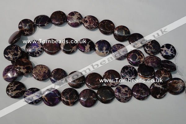 CDI707 15.5 inches 20mm flat round dyed imperial jasper beads