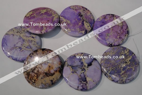 CDI709 15.5 inches 55mm flat round dyed imperial jasper beads