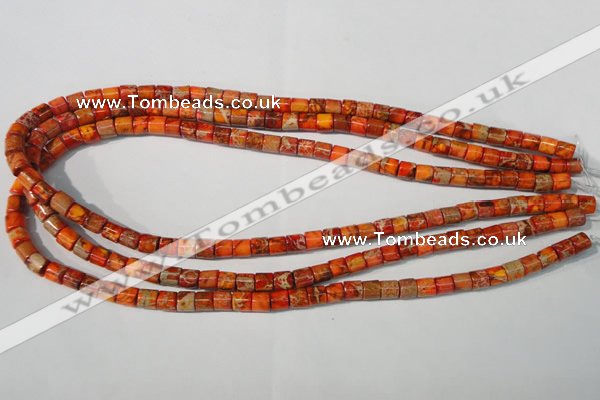 CDI735 15.5 inches 6*6mm tube dyed imperial jasper beads