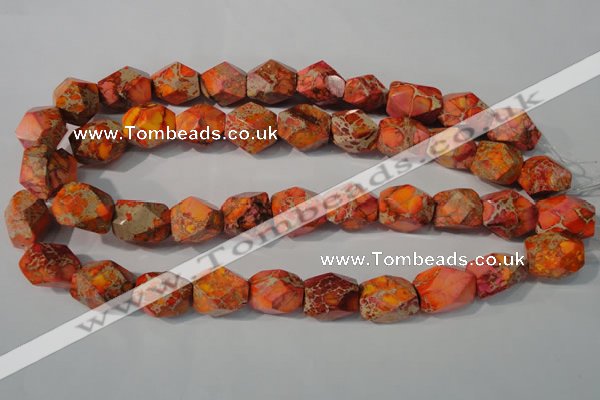 CDI747 15.5 inches 13*18mm faceted nuggets dyed imperial jasper beads