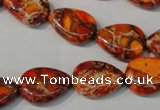 CDI754 15.5 inches 13*18mm flat teardrop dyed imperial jasper beads