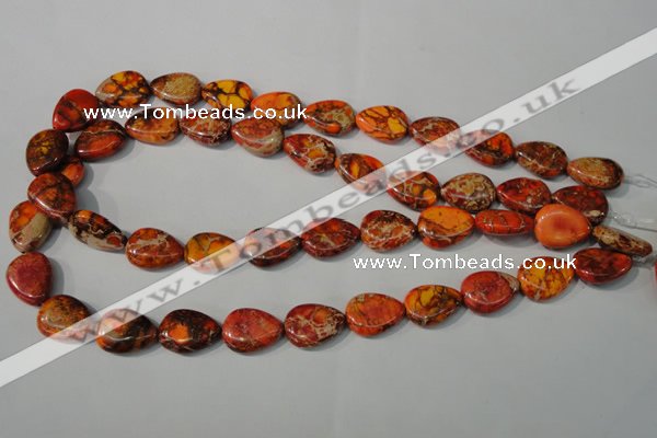 CDI754 15.5 inches 13*18mm flat teardrop dyed imperial jasper beads