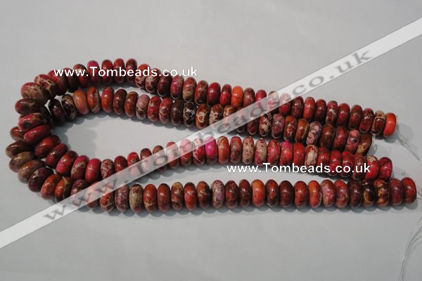 CDI775 15.5 inches 6*14mm rondelle dyed imperial jasper beads