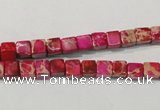 CDI780 15.5 inches 5*5mm cube dyed imperial jasper beads