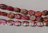 CDI781 15.5 inches 6*8mm oval dyed imperial jasper beads