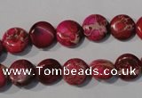 CDI785 15.5 inches 10mm flat round dyed imperial jasper beads