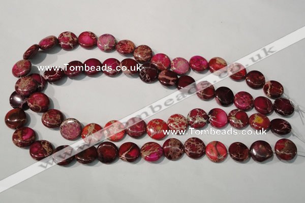 CDI786 15.5 inches 14mm flat round dyed imperial jasper beads