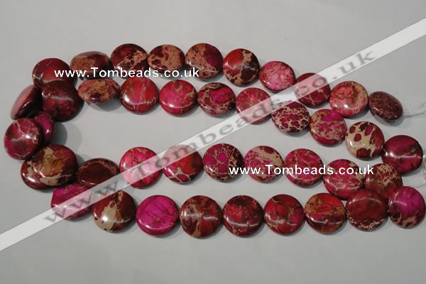 CDI787 15.5 inches 20mm flat round dyed imperial jasper beads