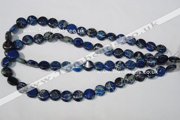 CDI906 15.5 inches 12mm flat round dyed imperial jasper beads