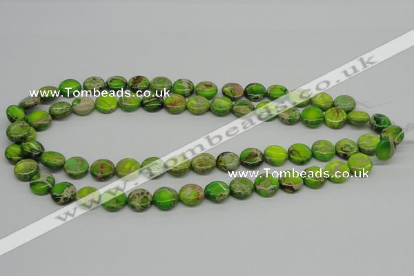 CDI91 16 inches 12mm flat round dyed imperial jasper beads wholesale