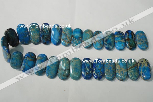 CDI917 15.5 inches 15*30mm oval double drilled dyed imperial jasper beads