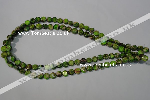 CDI935 15.5 inches 8mm flat round dyed imperial jasper beads