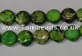 CDI936 15.5 inches 10mm flat round dyed imperial jasper beads