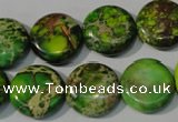 CDI937 15.5 inches 16mm flat round dyed imperial jasper beads