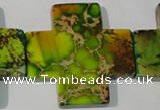 CDI954 15.5 inches 45*45mm cross dyed imperial jasper beads