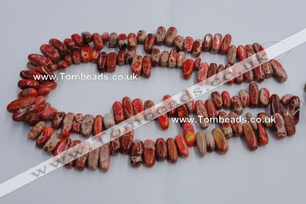 CDI985 15.5 inches 6*15mm - 8*20mm dyed imperial jasper chips beads