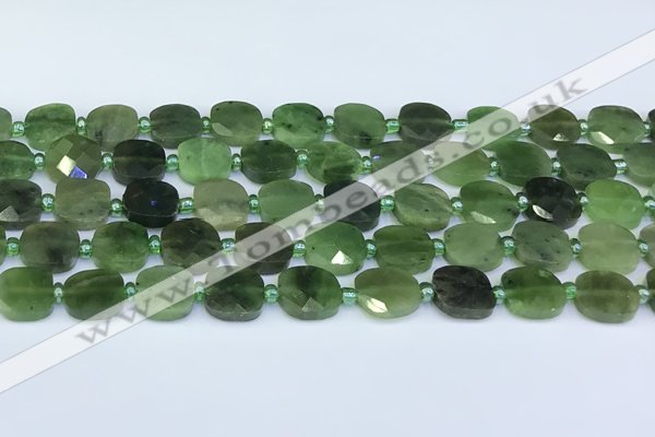 CDJ411 15.5 inches 10mm faceted square Canadian jade beads