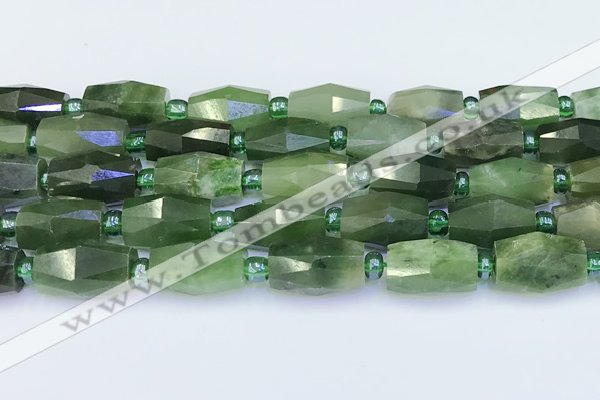 CDJ412 15.5 inches 8*14 - 9*14mm faceted freeform Canadian jade beads