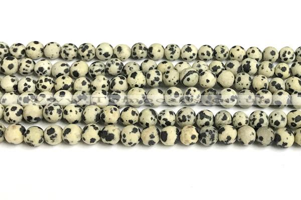 CDM106 15 inches 6mm round matte dalmatian jasper beads