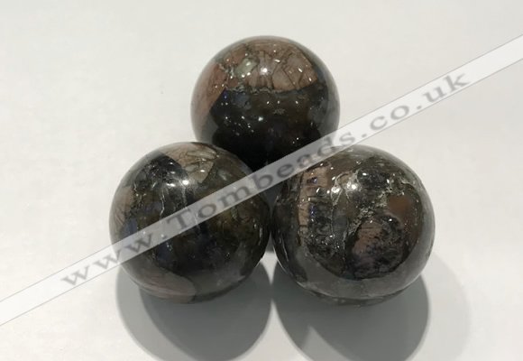 CDN1066 30mm round grey opal decorations wholesale