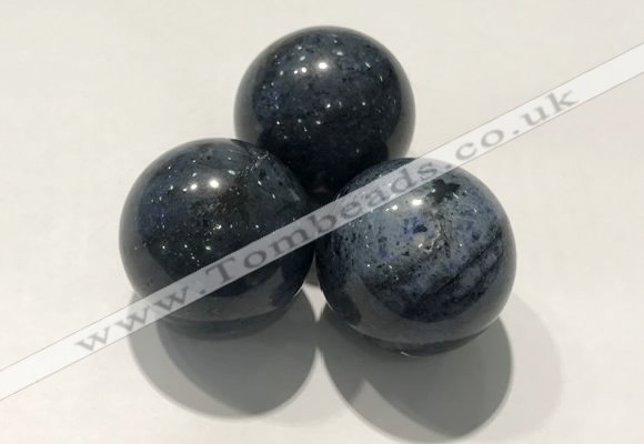 CDN1069 30mm round blue dumortierite decorations wholesale