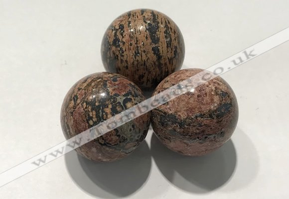 CDN1130 30mm round leopard skin jasper decorations wholesale