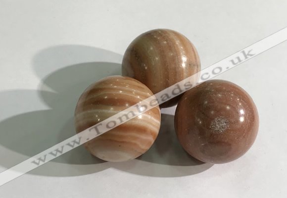CDN1145 30mm round red picture jasper decorations wholesale