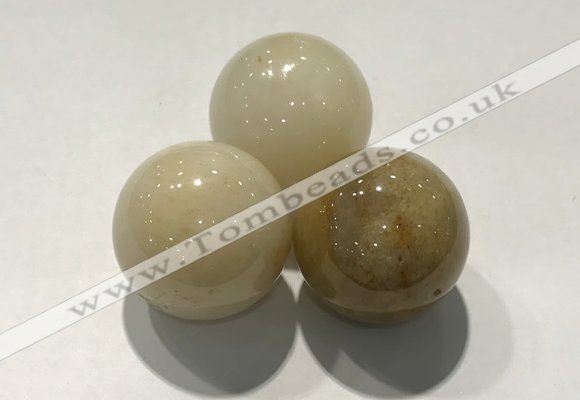 CDN1153 30mm round yellow jade decorations wholesale