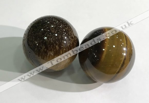 CDN1235 40mm round yellow tiger eye decorations wholesale