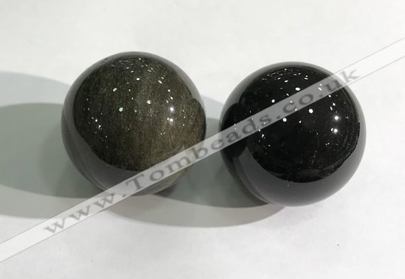 CDN1240 40mm round golden obsidian decorations wholesale