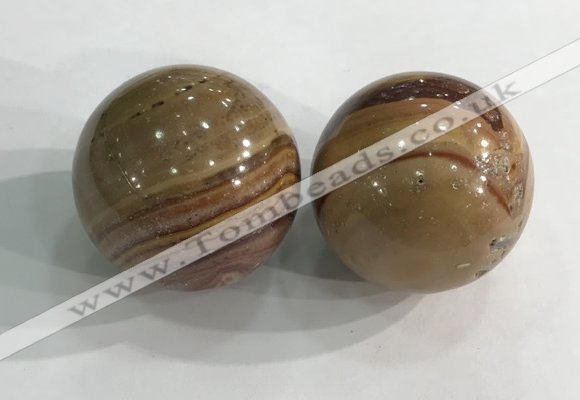 CDN1287 40mm round red picture jasper decorations wholesale