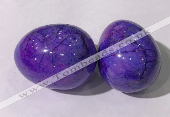 CDN1347 35*45mm egg-shaped dyed white howlite decorations wholesale