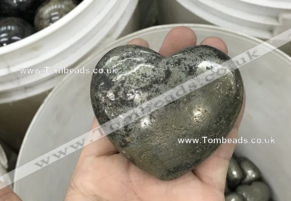 CDN41 65*70mm heart pyrite gemstone decorations