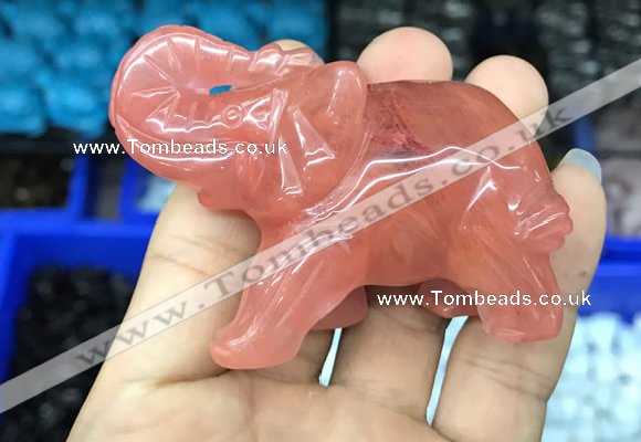 CDN511 33*65*45mm elephant cherry quartz decorations wholesale