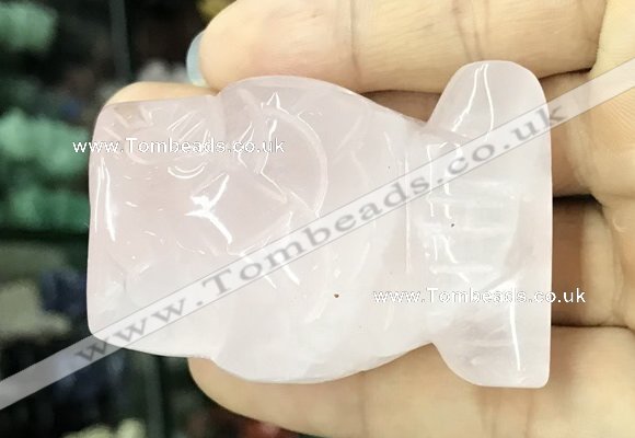 CDN571 35*50mm owl rose quartz decorations wholesale