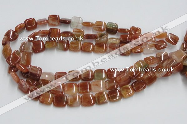 CDQ07 15.5 inches 14*14mm square natural red quartz beads wholesale
