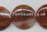 CDQ26 15.5 inches 30mm flat round natural red quartz beads