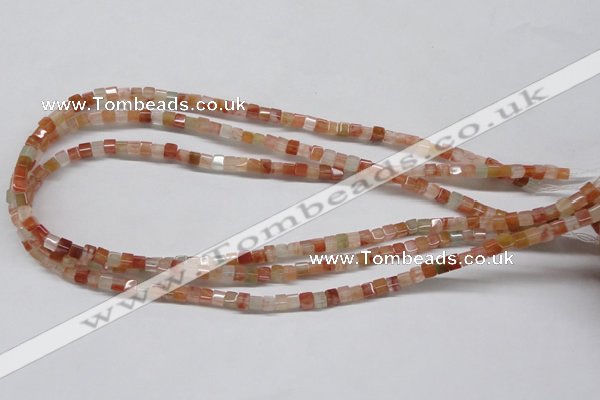 CDQ35 15.5 inches 4*4mm cube natural red quartz beads wholesale