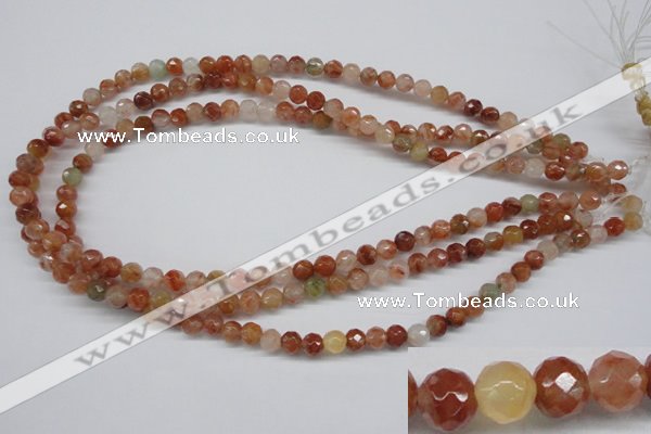 CDQ48 15.5 inches 6mm faceted round natural red quartz beads