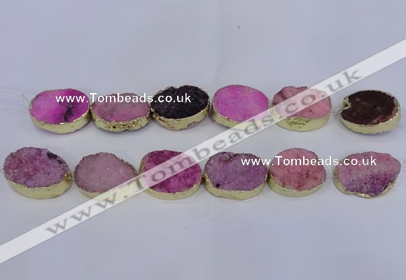 CDQ503 20*30mm - 22*30mm oval druzy quartz beads wholesale