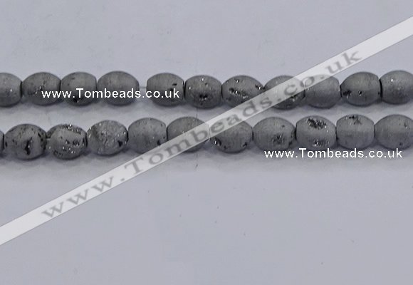 CDQ620 8 inches 10*12mm rice druzy quartz beads wholesale