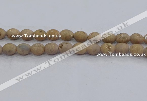 CDQ622 8 inches 10*12mm rice druzy quartz beads wholesale