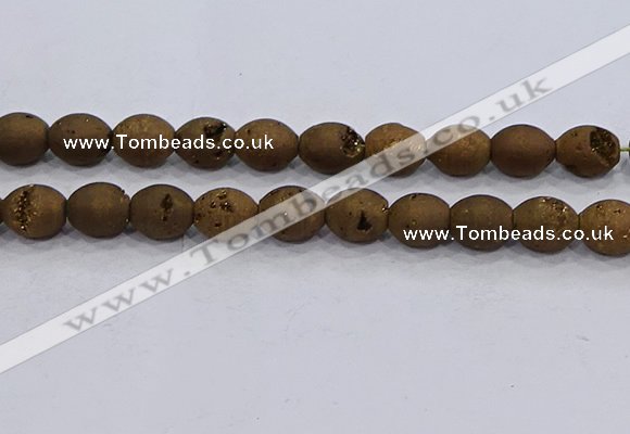 CDQ623 8 inches 10*12mm rice druzy quartz beads wholesale