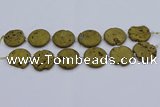 CDQ676 8 inches 30mm flat round druzy quartz beads wholesale