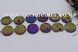 CDQ680 8 inches 30mm flat round druzy quartz beads wholesale